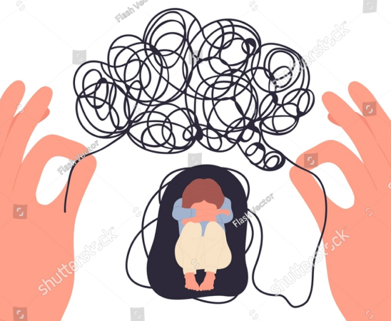 Therapy in Maryland and Virginia at Potomac Behavioral Health for anxiety, trauma, and chronic stress, illustrating overwhelmed thoughts and nervous system dysregulation.